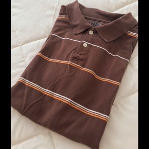 Brown Striped Short Sleeve Polo